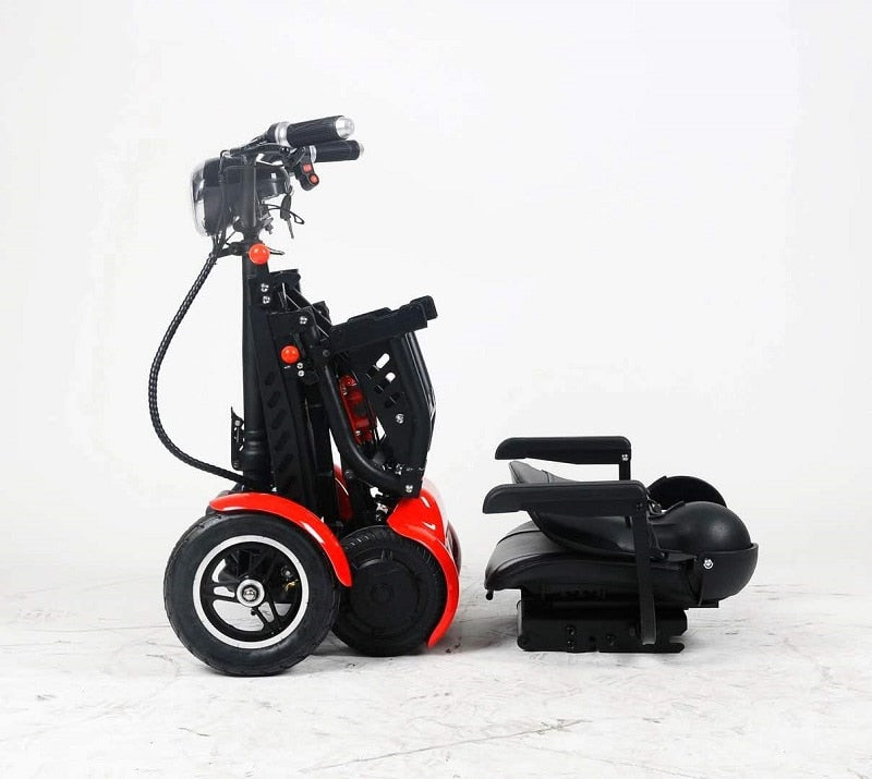 Venta al por mayor, mejora el transformador de viaje perfecto, scooter de movilidad plegable de 4 ruedas, nuevo mini scooter eléctrico plegable portátil para adultos