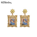 2020 Antique Dangle Earrings Mother of God Virgin Mary Retro Paintings Glass Cabochon Mandala Pendants Jewelry for Women