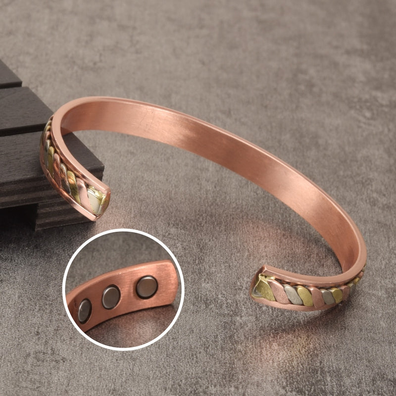 Magnetic Copper Bracelet for Women Rose Gold Color Adjustable Cuff Bangle Health Energy Magnetic Bracelets for Arthritis Pain