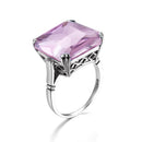 Szjinao Real 925 Sterling Silver 17*17mm Square Aquamarine Ring For Women Vintage Sparkling Massive Birthstone Jewelery Female D