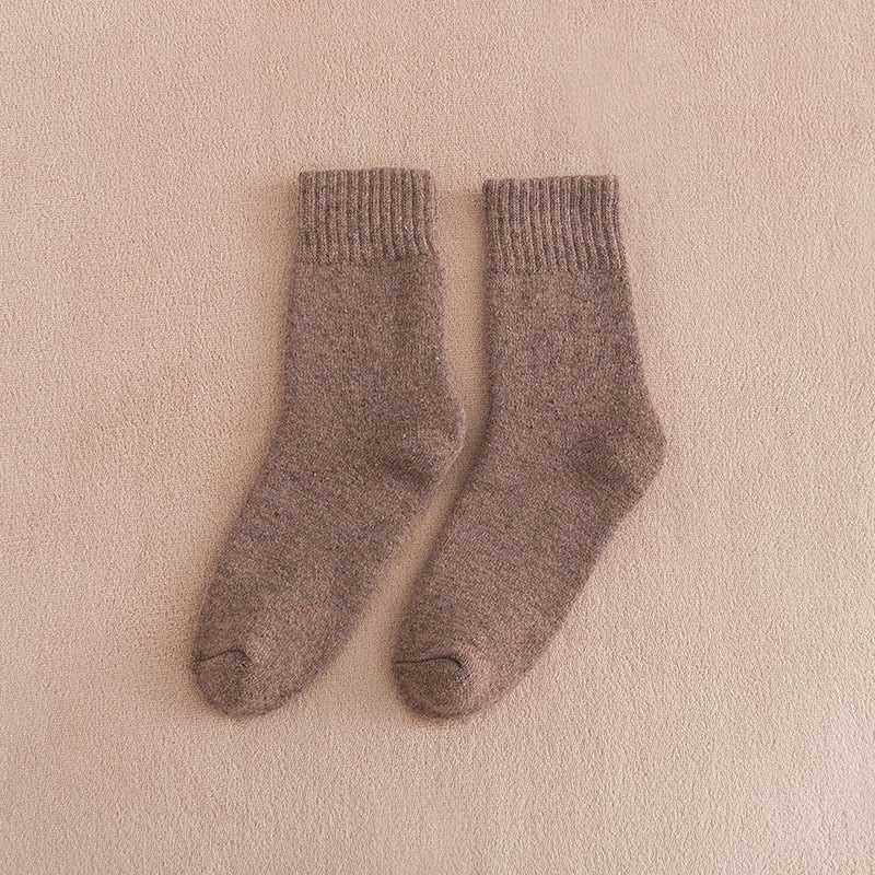 Calcetines gruesos y cálidos de invierno para mujer, de lana de Color sólido, estilo Retro, resistentes al frío, informales, de Cachemira, 5 pares