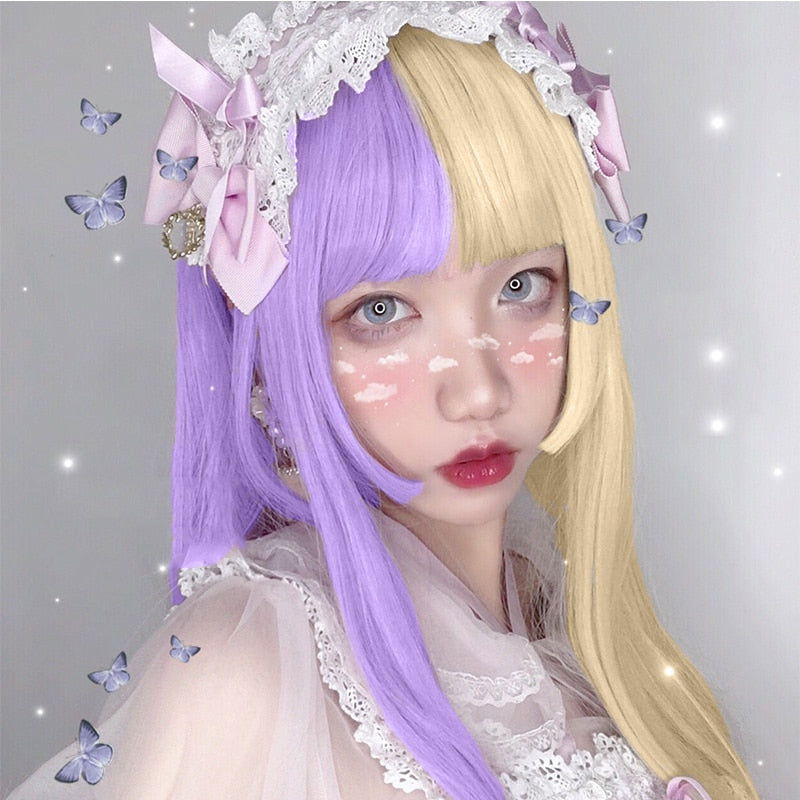 SHANGKE Synthetische Rot Schwarz Blond Weiß Lolita Perücken Für Frauen Lange Gerade Perücke Mit Pony Genshin Impact Cosplay Perücke