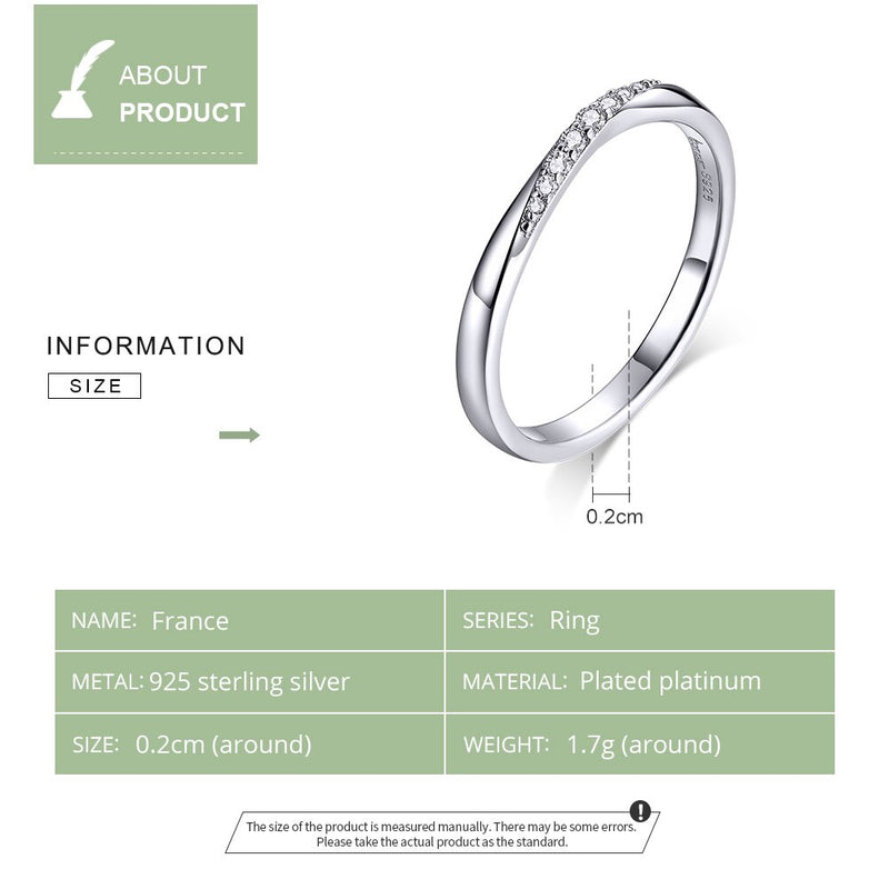 WOSTU 100% 925 Sterling Silber Glänzende Zirkonia Ringe Für Frauen Hochzeit Verlobung Einfache Ring Mode 925 Schmuck CTR095