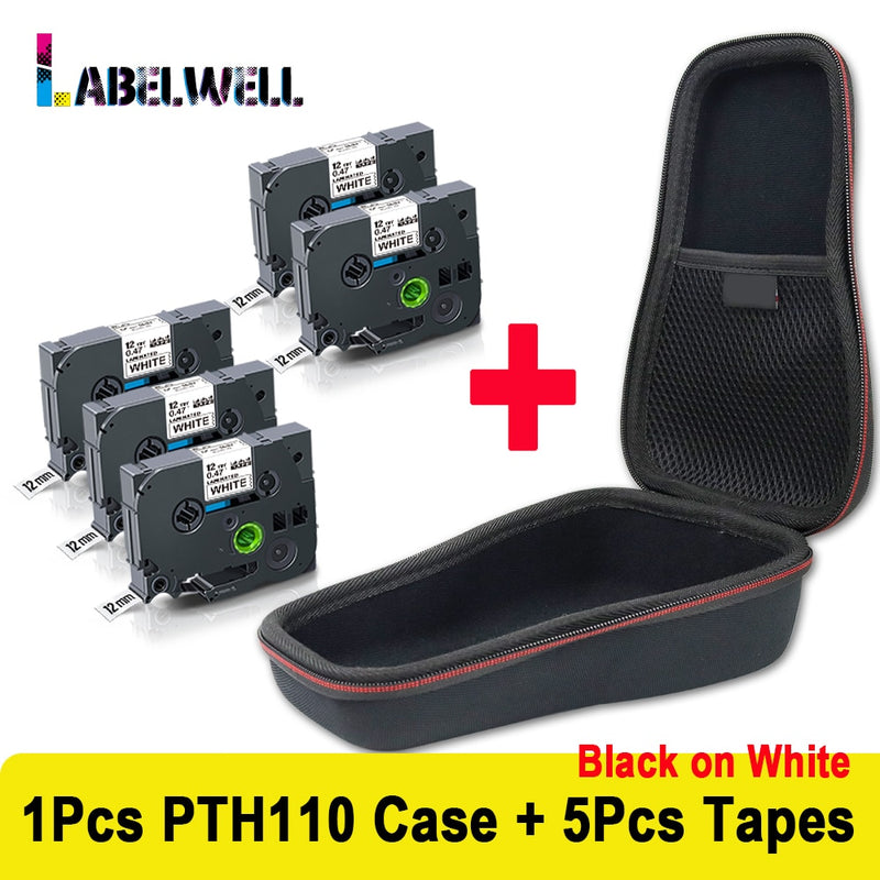 Labelwell 10pcs laminated Compatible for label tape 231 131 6/9/12mm Black on white tape 431 531 631 131 221 211 Printer Ribbon