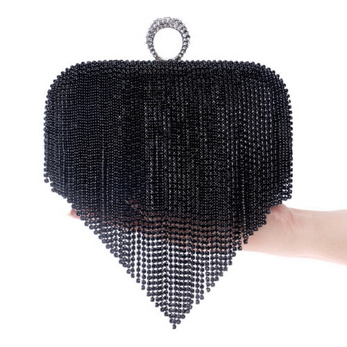 GLOIG Fashion Damen Quaste Abendtaschen Diamanten Perlen Clutch Hochzeit Geldbörse Schulter Party Laedes Case Geldbörse