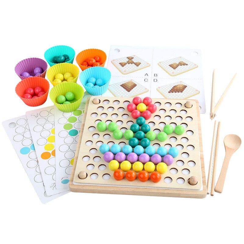 Wooden Beads Game Montessori Educational Early Learn Childrens Clip Beads Puzzle Preschool Toddler Toys Kids For Children Gifts