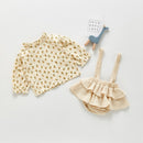 HoneyCherry Autumn New Baby Girl Overall Shirt Set Baby One-Piece Suit Strap Outfits Baby Girl Fall Clothes Set(no Sock)