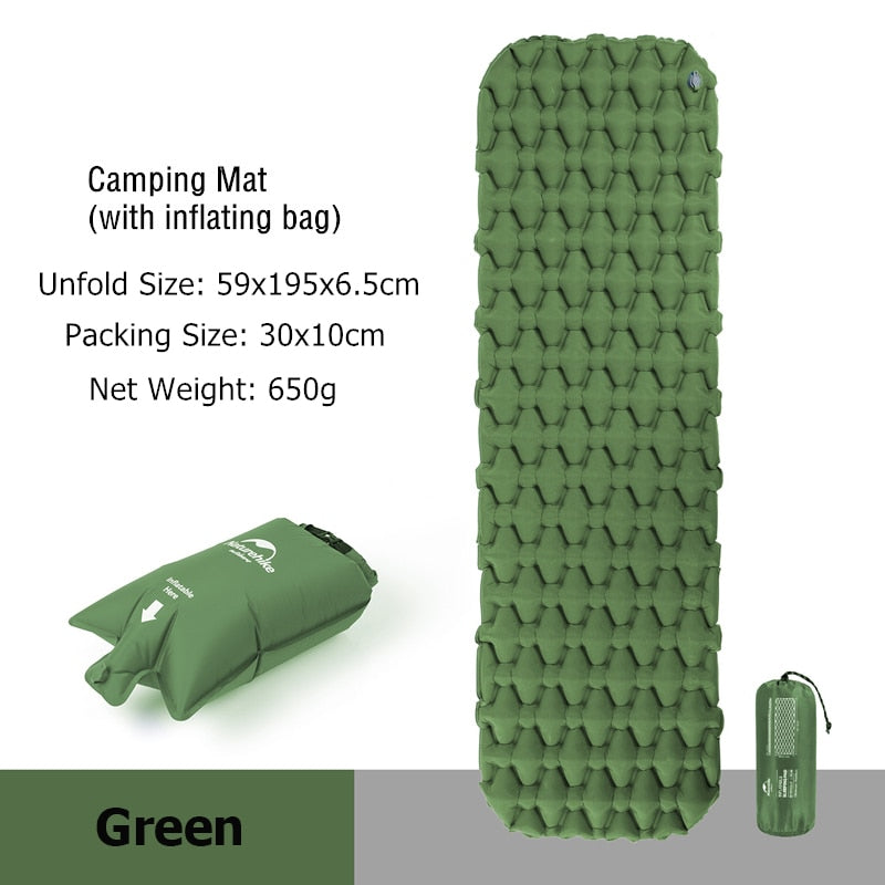 Colchón inflable Naturehike, colchón de aire, colchoneta para acampar, colchón ultraligero para acampar, colchoneta para dormir, cama para acampar, almohadilla para dormir de nailon