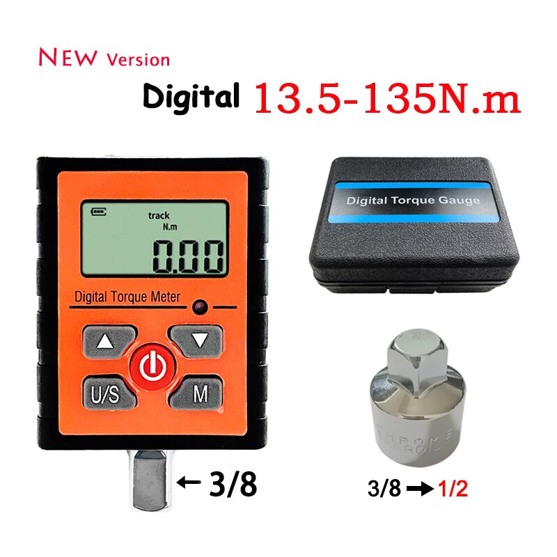 Neue Version 1/2 "1/4" 3/8 "Digitaler Drehmomentschlüssel-Adapter Professioneller elektronischer Drehmomentmesser für Fahrrad-Autoreparatur 0,3-200 Nm