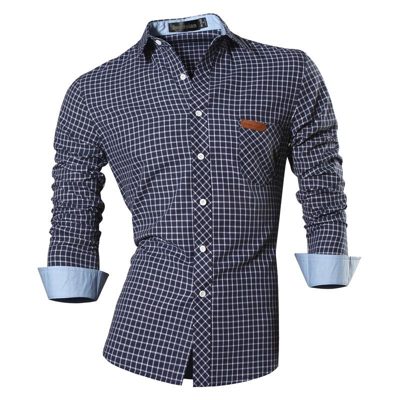 jeansian Spring Autumn Features Shirts Men Casual Long Sleeve Casual Male Shirts Zipper Decoration (No Pockets) Z015