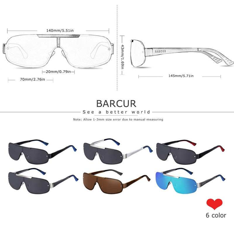 BARCUR Aluminum Magnesium Sunglasses Men Polarized Sun glasses for Men Pilot Sport Eyewear UV400