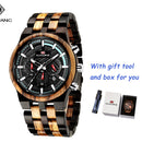 Mix Sandal Wood Men Sport Relojes Reloj de pulsera de madera Reloj de bambú de madera para hombres Correa de madera Cuarzo Husband Cronógrafo Relogio