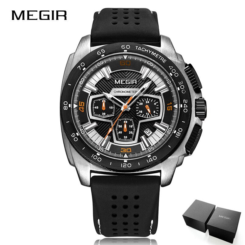 MEGIR Chronograph Herren Armee Militär Sportuhren Mode Lässig Silikonband Quarz Armbanduhr Uhr Relogio Masculino