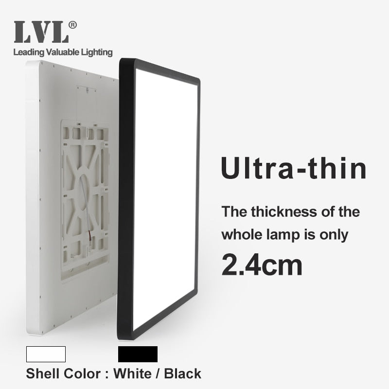 Lámpara LED de techo cuadrada moderna, 45W, 220V, 5000K, 4000K, 2800K, 3 colores para cocina, dormitorio, baño, lámparas de techo ultrafinas