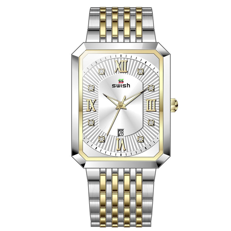 Reloj de lujo de acero inoxidable para hombre, reloj de marca superior, reloj Masculino Geneva, reloj de cuarzo rectangular, relojes de negocios para hombre, 2022