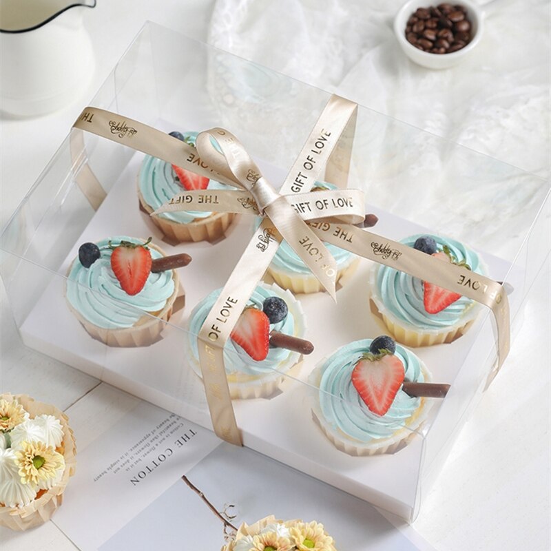 StoBag, 5 uds., caja portátil transparente para cupcakes, cajas para pasteles y pan, pastelería, decoración para fiesta de bienvenida de bebé de boda