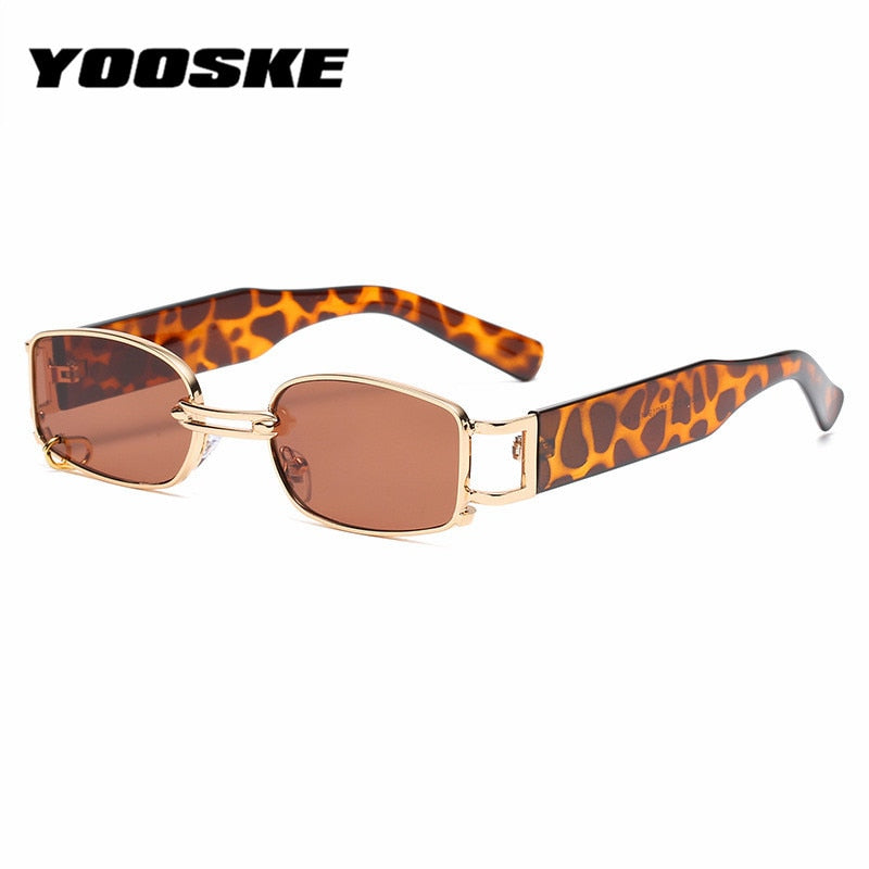 YOOSKE Brand Deisgn Vintage Square Sunglasses Men Women Metal Small Sun Glasses Retro Black Pink Trend 90s Eyewear UV400