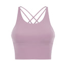 Solid Spaghetti Straps Cross Back Yoga Gym Crop Top Women Running Sport Bra Padded Activewear Exercise Fitness Cropped Tank Tops