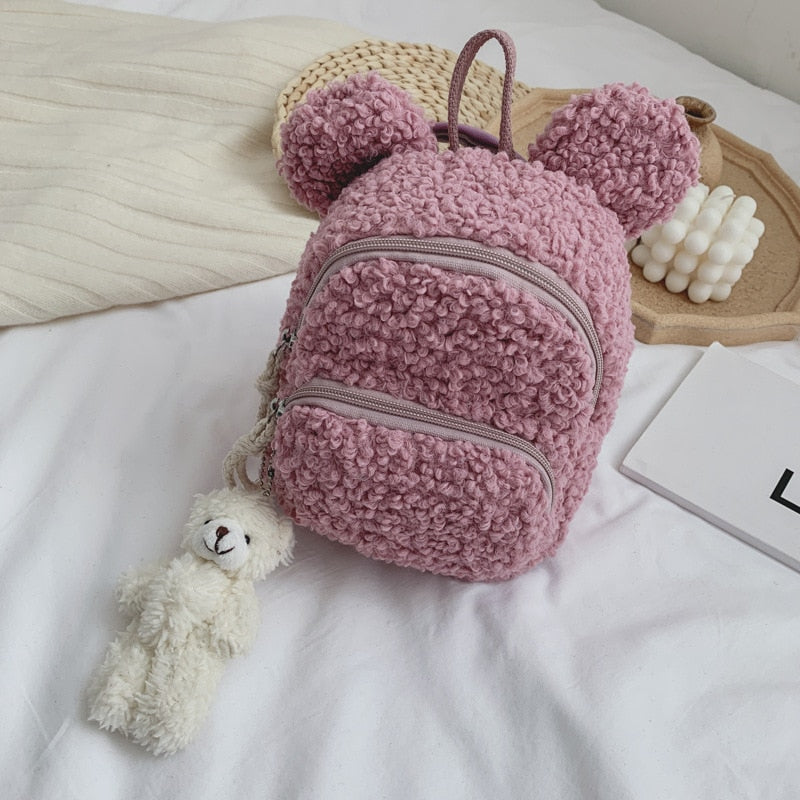 Kid&#39;s Backpack Easter Mini Simple Plush Rabbit Bag Korean Children&#39;s Plush Bear Pendant Shoulder Bag Tide Child Girl Purse Bag