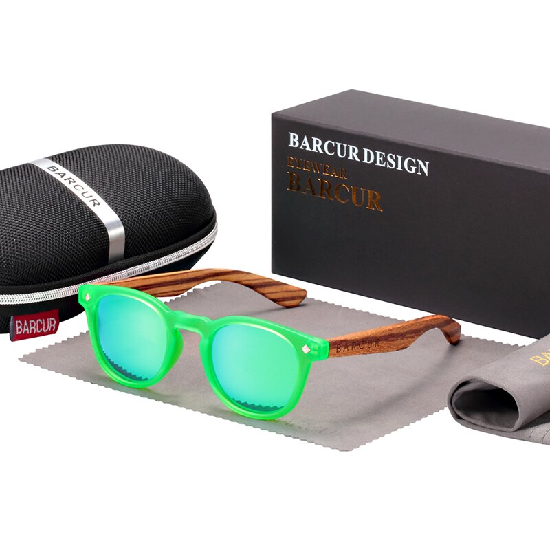 BARCUR Polarized kids sunglasses Round Boy Girl Zebra Wood Sun glasses Cat eyes UV400 Eyewear Oculos Gafas De Sol