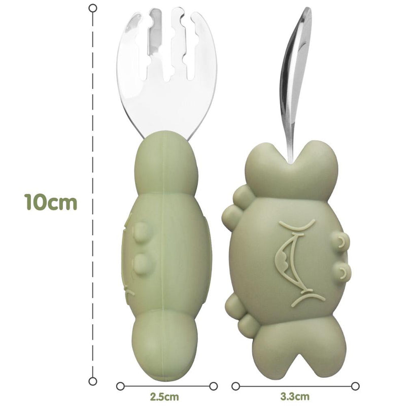 Baby Dispensing Cutlery Food Grade Silicone Baby Cutlery Set Plate Spoon Fork Anti-Slip Toddler Self-Eating Cutlery Baby Bowl