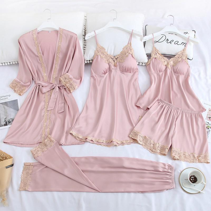 Conjunto de bata de boda con estampado Sexy para novia, ropa de dormir suave para mujer, ropa de dormir de satén de verano, albornoz, ropa de casa, conjunto de dormir, camisón corto