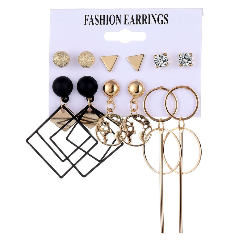 Conjunto de pendientes colgantes Vintage para mujer, pendientes largos de aleación de perlas con borlas acrílicas bohemias, joyería geométrica, regalo de fiesta 2020