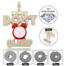 Collar con colgante de reloj despertador TOPGRILLZ con letra "MONEY" 'DON'T SLEEP', joyería de moda de lujo con Zirconia cúbica completamente helada