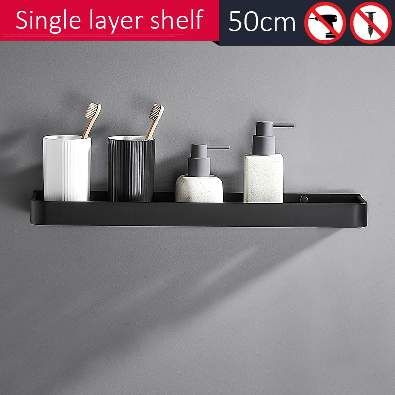 Black Bath Shelves Bathroom Shelf Organizer Nail-free Shampoo Holder Shelves  Storage Shelf Rack Bathroom Basket Holder EL1018