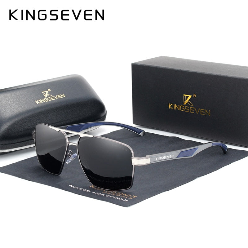 KINGSEVEN Brand 2022 New Polarized Men Sunglasses Square Aluminum Frame Male Sun Glasses Driving Fishing Eyewear Zonnebril N7719