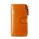 KANGAROO KINGDOM Vintage Luxury RFID Women Wallets Genuine Leather Long Zipper Clutch Purse Large Capacity Card Holder Wallet