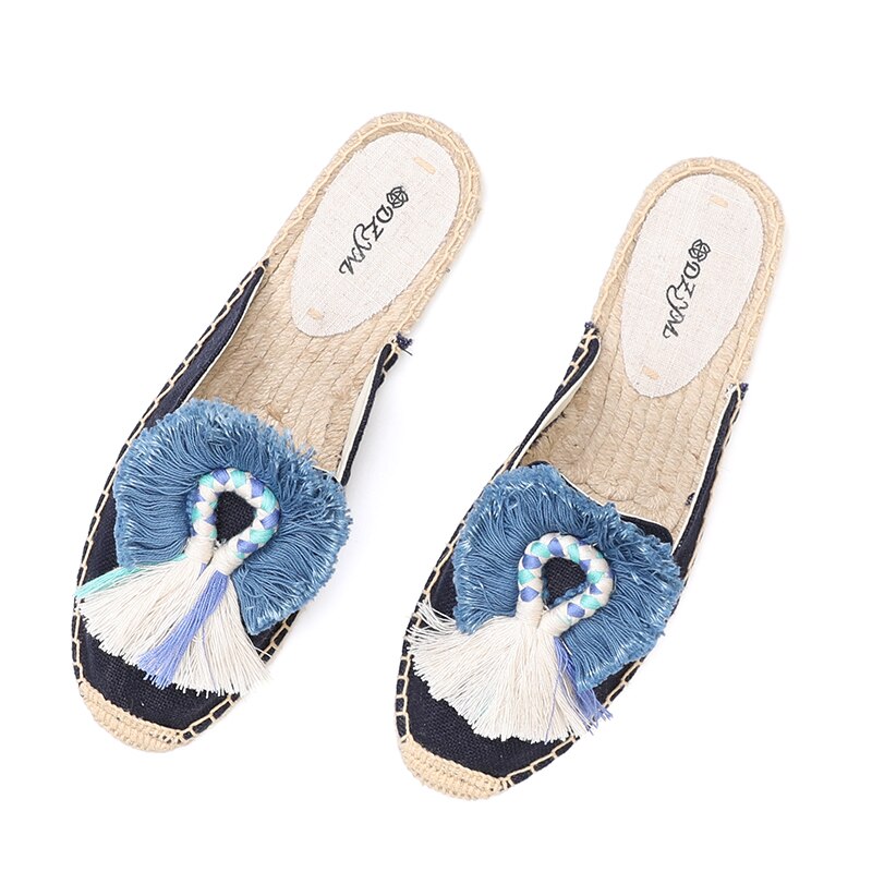 2021 Zapatos De Mujer Canvas Rubber Spring/autumn Mules Unicornio Terlik Tienda Soludos Espadrilles For Flat Sandals