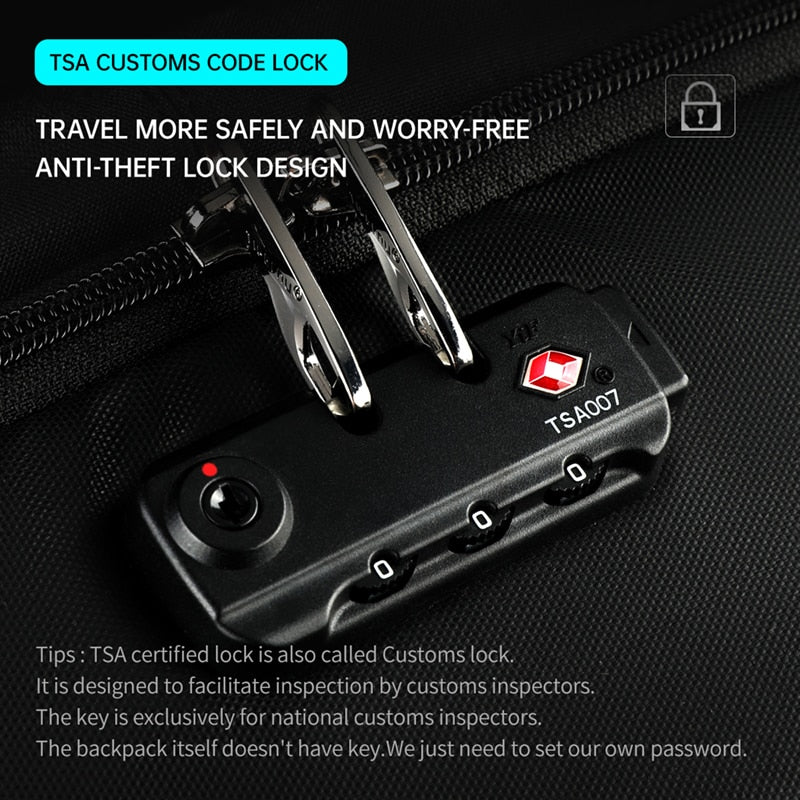 Kein Schlüssel Anti-Diebstahl TSA-Schloss Mode Herren Rucksäcke 15,6 Zoll USB-Lade-Laptop-Rucksack 2022 Schulrucksack für Herren für Teenager
