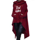 Letter Letters Print Hoodies für Frauen Lange Unregelmäßige Sweatshirts Hoodies Kawaii Femmes Casual 2021 Printing Clothings Street