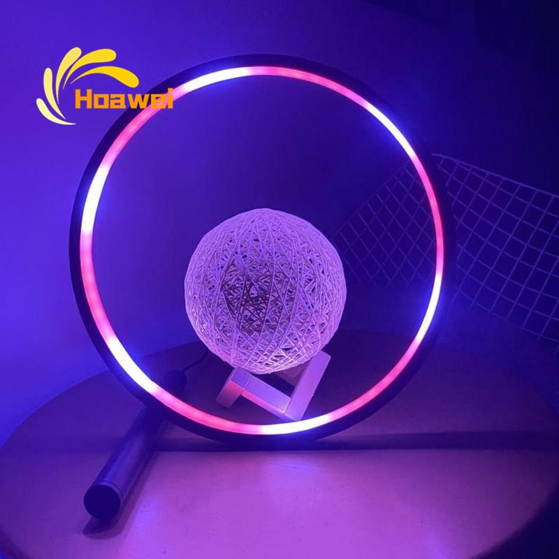 Nordic RGB Lamp Circle Led Table Lamp For Living room Bedroom Bedside indoor Lighting Table Lights For Home Decor Light Fixtures