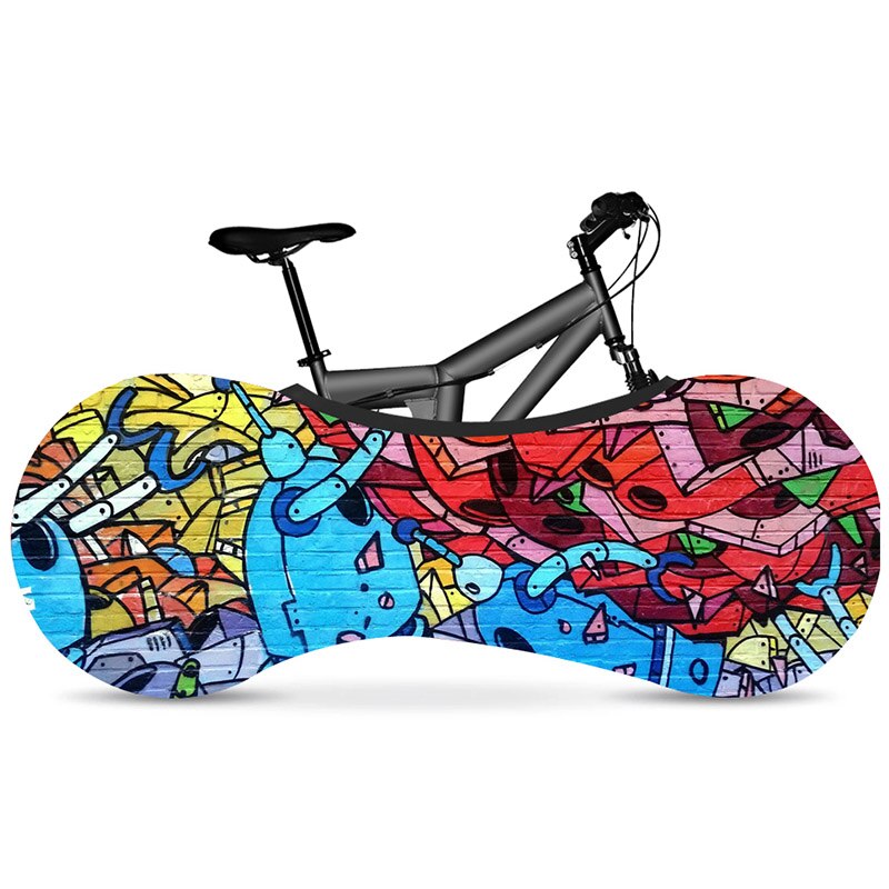 HSSEE Graffiti-Serie elastisches Fahrrad Indoor Staubschutz elastischer Stoff Fahrradreifenabdeckung 700c 26 "-28" Rennradzubehör