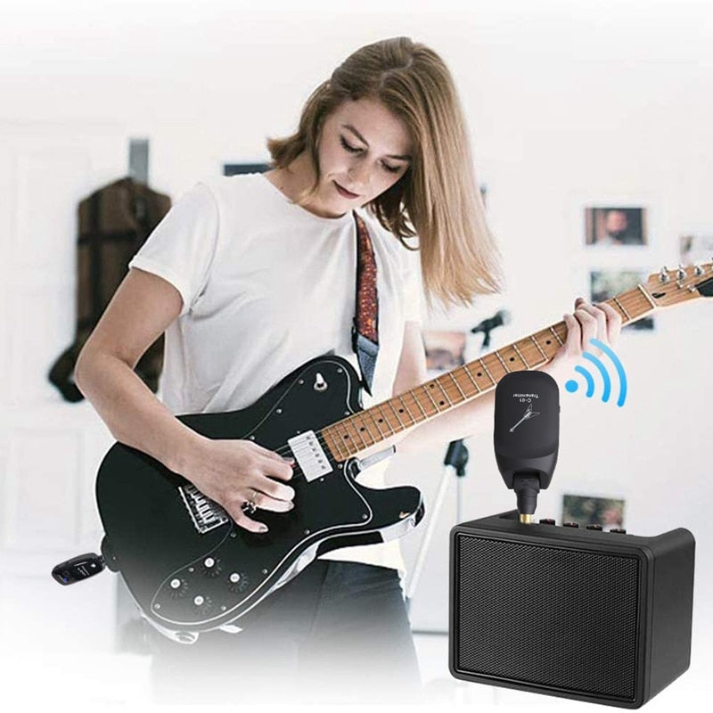 Sistema de guitarra inalámbrico, receptor de 4 canales recargable integrado para transmisor de guitarra eléctrica, piezas de guitarra, pastilla de guitarra