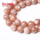 AAAAA Quality Natural Sunstone Quartz Peach Round Loose Beads 15" Strand 4 6 8 10 12 MM Pick Size For Jewelry Making Bracelet