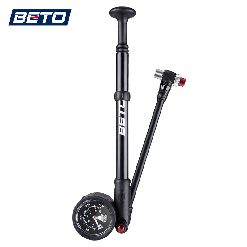 Beto Bike Shock Pump MTB Fork / Rear Suspension Pump For Bicycle 400 PSI Hose Air Hand Pump With Pressure Gauge Bike Inflator