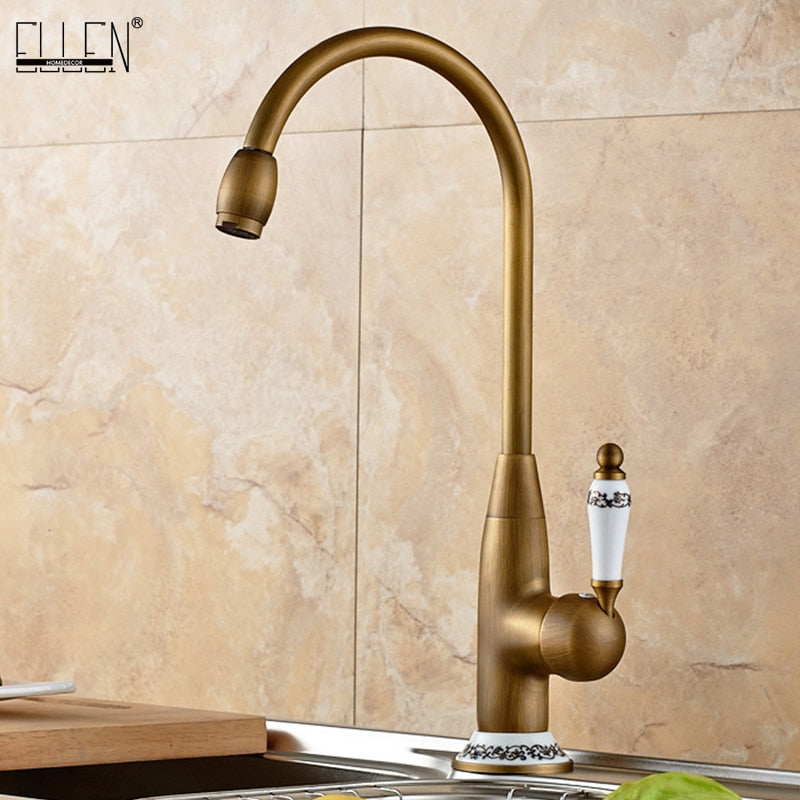 Kitchen Faucets Antique Bronze Faucet for Kitchen Mixer Tap With Ceramic Crane Cold And Hot Kitchen Sink Tap Water Mixers 7513