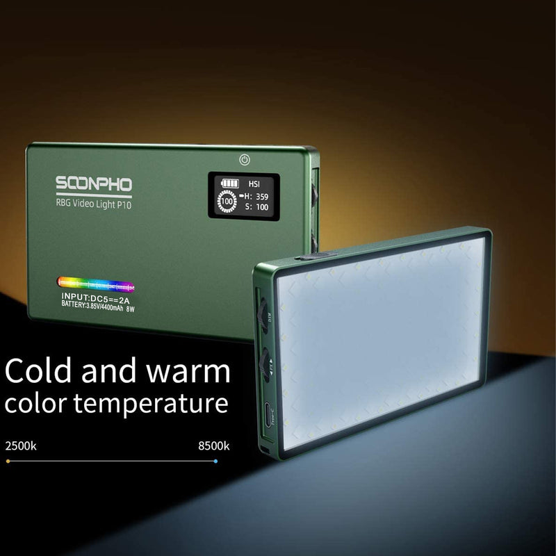 Soonpho RGB-LED-Kameraleuchte Vollfarbausgabe-Videolicht-Kit Dimmbares 2500K-8500K Bi-Color-Panel-Licht CRI 95+