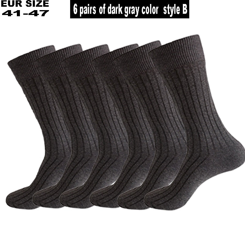 6 Pairs/Lot Large Size Men Socks Cotton Long Business Compression Harajuku Socks Winter Gentleman Sox Sokken Plus Size EU41-48