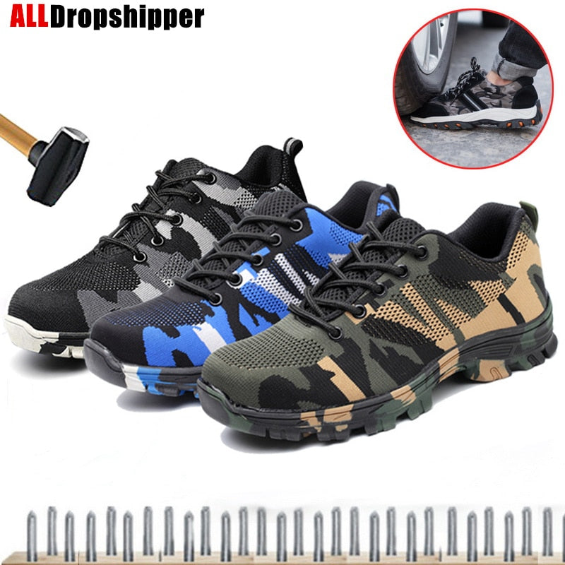 Anti-smashing Puncture-Proof Safety Shoes Men Women Steel Toe Air Work Sneakers Indestructible Ryder Shoes Fashion Men&