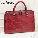 Fashion Women's PU Leather Briefcase For 13.3" 14.1 Inch Laptop Handbag Girls Shoulder Bags Woman Work Office Leather Handbags