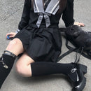 Y Demo Japanese Preppy Style Uniform Skirt Set Woman Bow Shirt A-Line Skirt Suit Harajuku Techwear