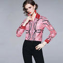 Sommer Damen Schlanke Blusen Tops Barock Print Runway Langarm Shirt Damen Kragen Elegante Vintage Büro Shirts Arbeitskleidung