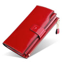 KANGAROO KINGDOM Vintage Luxury RFID Women Wallets Genuine Leather Long Zipper Clutch Purse Large Capacity Card Holder Wallet