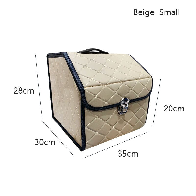 Caja organizadora de maletero de cuero PU AUTOROWN para compras, Camping, Picnic, hogar, garaje, bolsa de almacenamiento, accesorios interiores para automóviles S/M/L