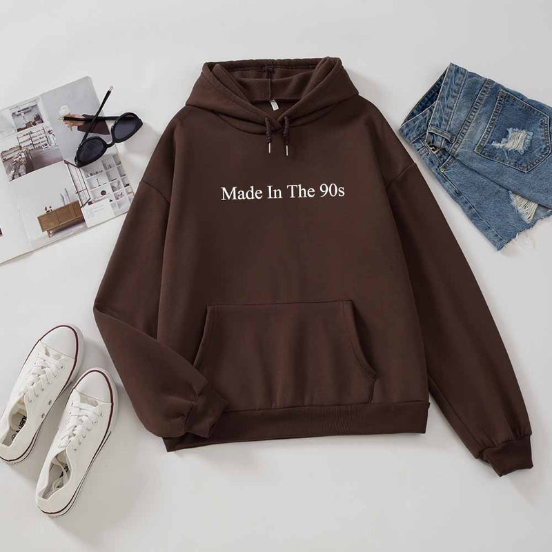 Sudaderas con capucha de gran tamaño para mujer hechas en los años 90, sudadera con estampado de letras para mujer, ropa informal cálida de invierno, jerséis, Sudadera con capucha gruesa