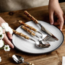 20Pcs 5Pcs Creative Nature Bamboo Cutlery Set 304 Stainless Steel Steak Cutlery Tableware set Spoon and Fork Hign-end Quality